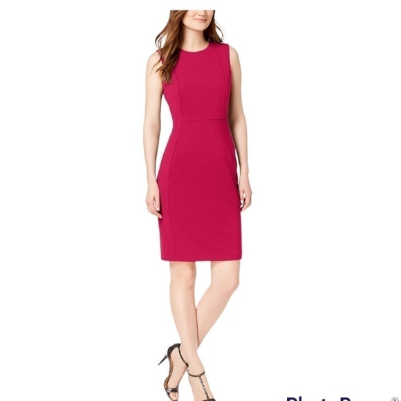 Dsquared2 Wool Blend Sleeveless Hot Pink Sheath Dress | 40/S - Picture 1 of 14